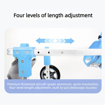 Upgraded Lightweight Extendable Adjustable Four Wheel Dog and Cat Wheelchair for Hind Limb Rear Leg Support Pet Mobility Aid