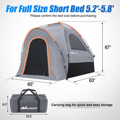 Nilight Truck Bed Tent, Pickup Tent 2 Person Waterproof PU2000mm Double Layer for Full Size Truck Camping Outdoor Travel, 8-8.5FT / 5.2-5.8 FT / 6.4-6.7 FT, Portable Pickup Camping Tent for Outdoor Road Trip Adventure