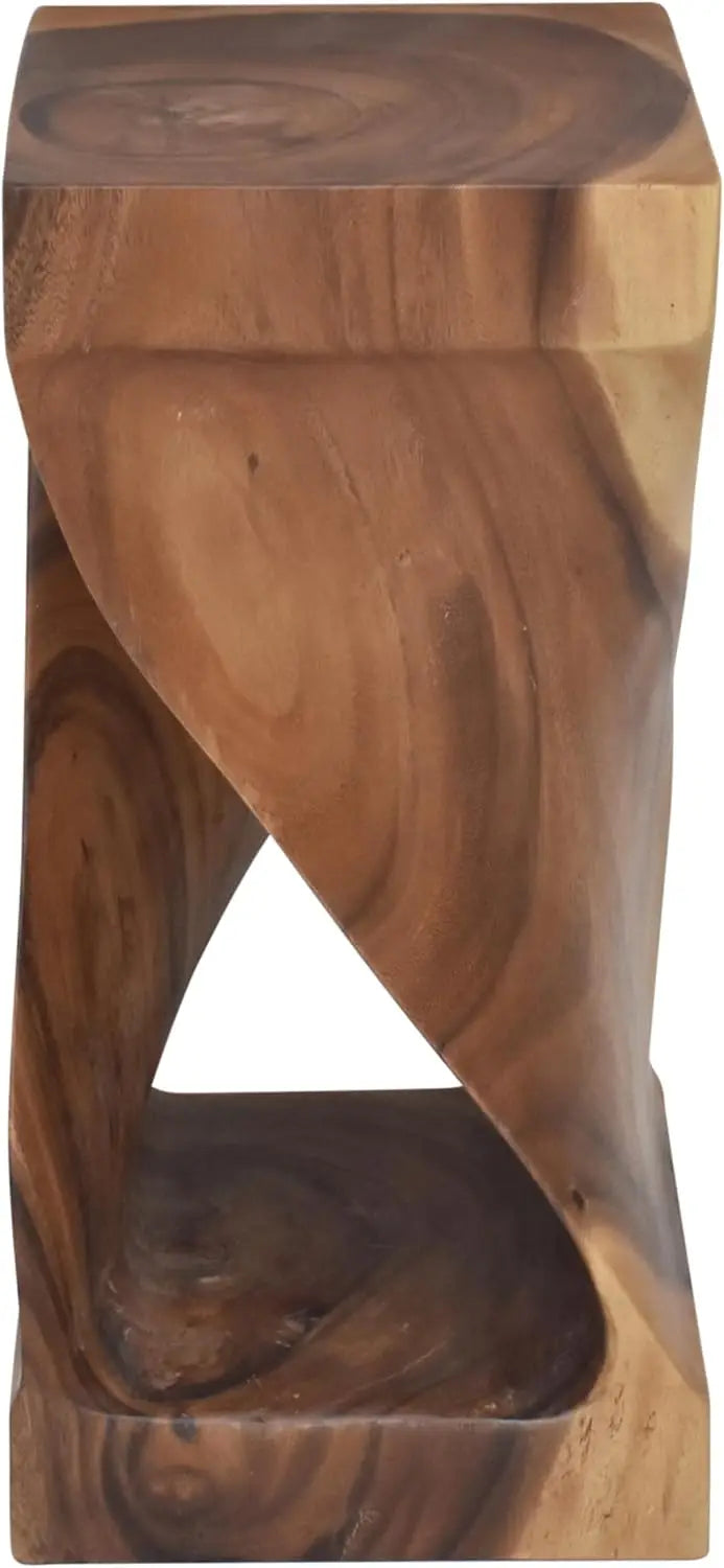 Accent Side Table Functional and Visually Alluring Natural Wood Glaze, 12 L x 12 W x 26 H, Brown