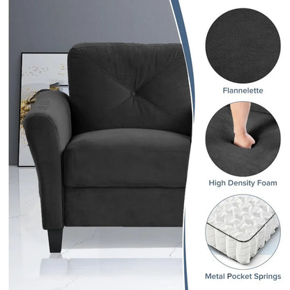Harper & Bright Designs 2-Seat Velvet Upholstered Loveseat Sofa with Button Tufted Backrest, Modern Couch for Living Room, Black