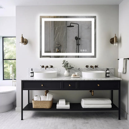 36"x 24"LED Bathroom Vanity Mirror for Wall Memory Function Tempered Glass with Front Light and Backlit For Living Room