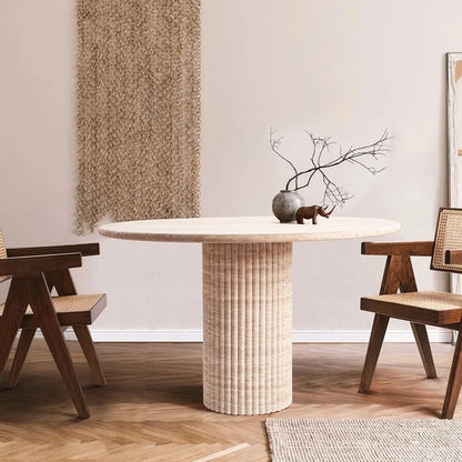 90cm Round Marble Dining Table Set with 6 Chairs for 4 Seater Dining Room