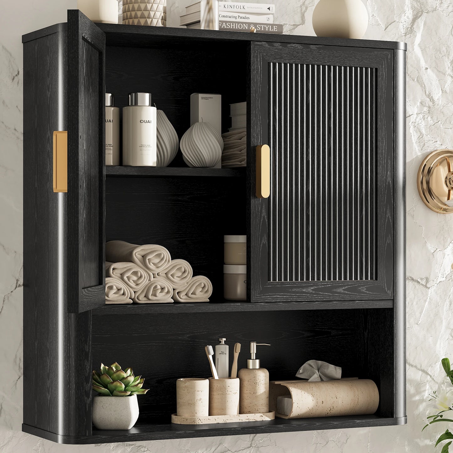 Bathroom Storage Cabinet with Adjustable Shelves, Over The Toilet Organizer for Laundry Room, Kitchen & Living Room, Medicine Ca