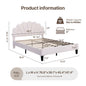 Bed Frame/Velvet Upholstered Platform Bed Frame with Flower Pattern Headboard/Strong Wood Slats Support/Mattress Foundation/No B