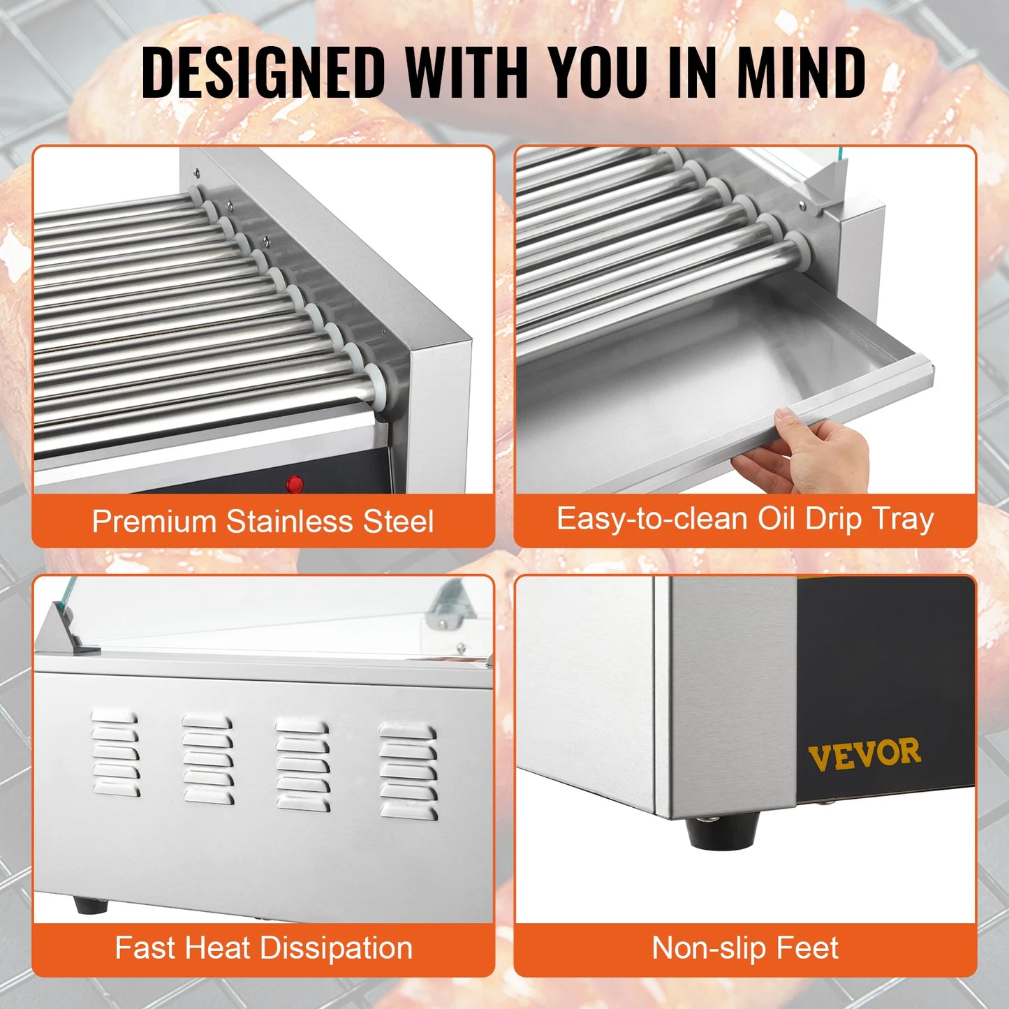 5/7/11 Rods Commercial Hot Dog Roller Electric Sausage Maker Barbecue Grill Machine for Camping Party Home Appliance