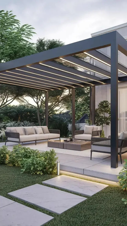 Modern Outdoor Waterproof Aluminum Louvered Sunroof Pergola Sun Shade Frame Electric Pergola Louvered Roof Aluminium Canopy