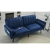 Sleeper Sofa Pullout Bed for Living Room.L Shaped Couch with Storage Chaise.USB.Cup Holder (Dark G