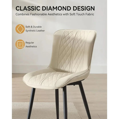 Dining Chairs Set of 4 - Leather Kitchen Chairs with Metal Legs, Upholstered Dining Room Chair, Modern Dining Chair for Kitchen,