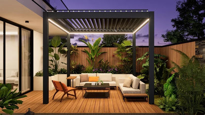 Modern Outdoor Waterproof Aluminum Louvered Sunroof Pergola Sun Shade Frame Electric Pergola Louvered Roof Aluminium Canopy