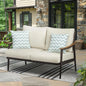 Patio Loveseat Sofa Furniture Metal Chair with Wicker Backrest & 6 Inches Cushion for Indoor, 51.77"(L) x 29.75"(W) x 33.86"(H).