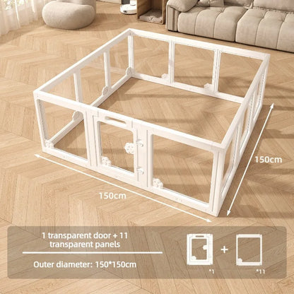 Transparent Pet Fence Indoor Small Dogs Enclosure Free Combination Anti-Escape Puppy Playpen Sturdy Pet Barrier Cage with Door