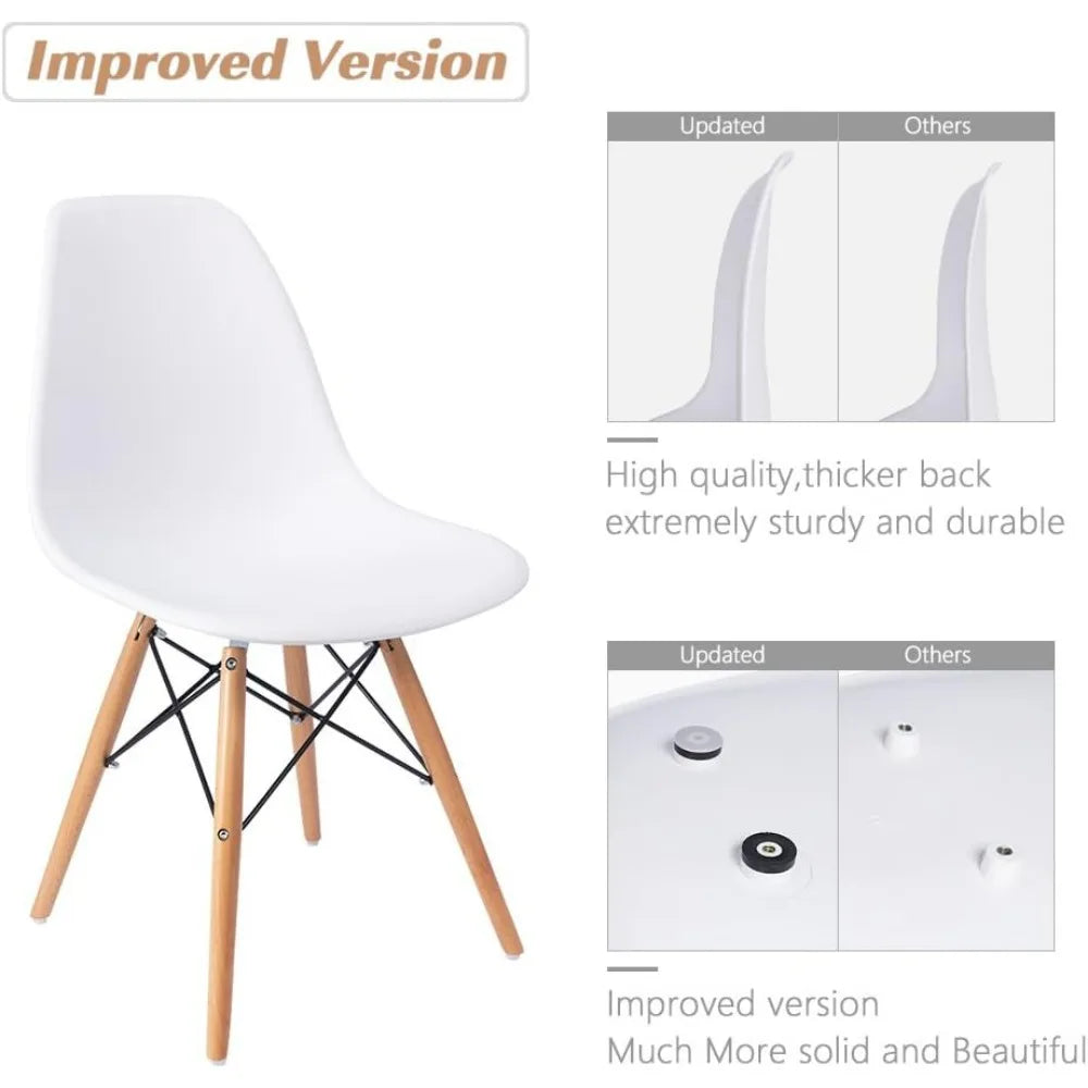 Modern Style Dining Chair Mid Century Modern DSW Chair, Shell Lounge Plastic Chair for Kitchen Chairs Set of 4(White)