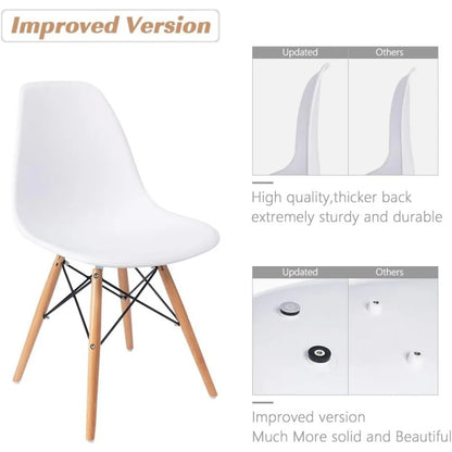 Modern Style Dining Chair Mid Century Modern DSW Chair, Shell Lounge Plastic Chair for Kitchen Chairs Set of 4(White)