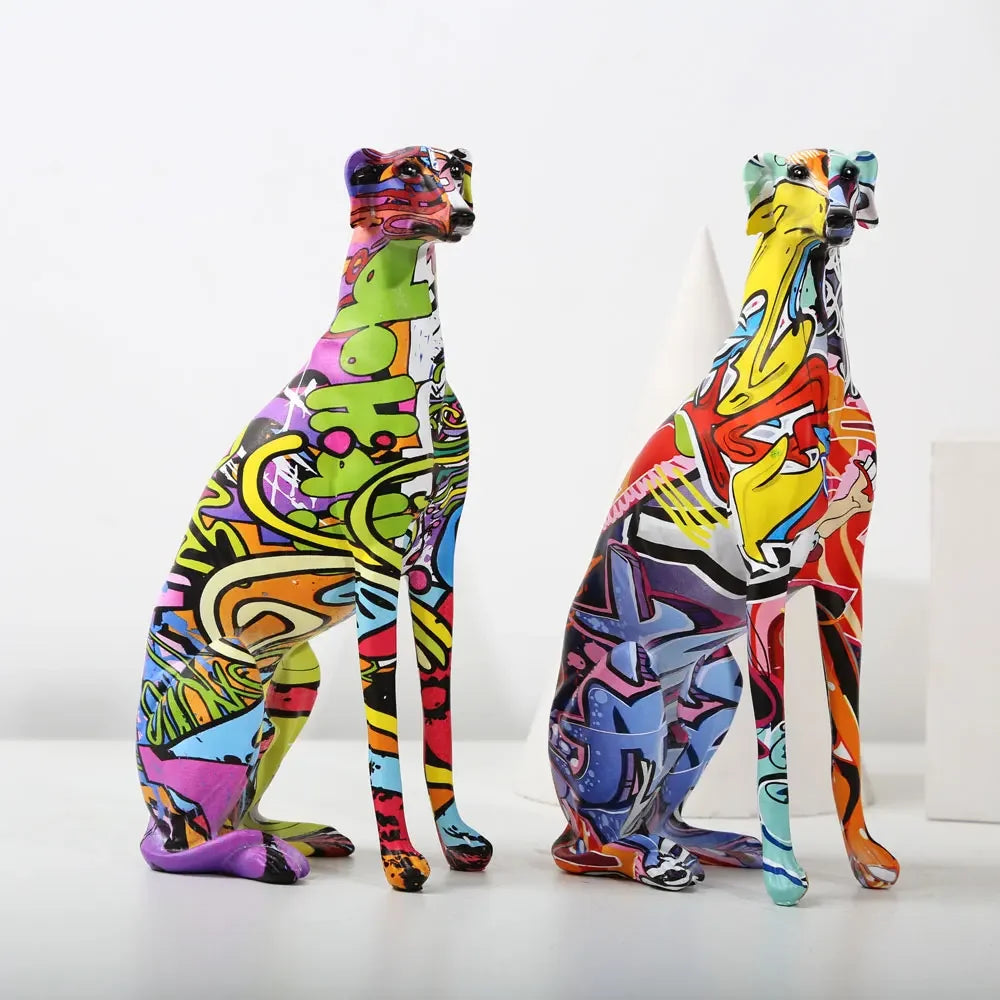 Modern Creative Painted Colorful Greyhound Doberman Decoration
