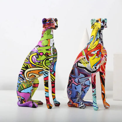 Modern Creative Painted Colorful Greyhound Doberman Decoration