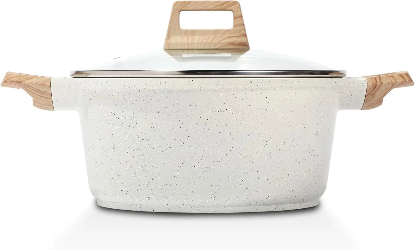7 Quart Nonstick Stock Pot with Lid, Granite Casserole Large Soup Pasta Cooking Pot, Induction Compatible & Easy Clean