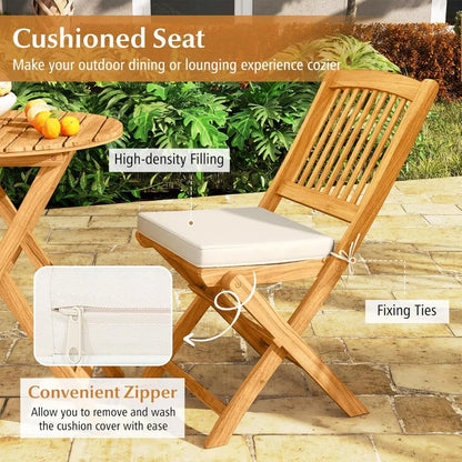 Folding Bistro Set, Outdoor Table and Chairs Set with Soft Cushions