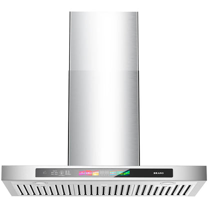 30/36 inch Wall Mount Range Hood Tempered Glass 900 CFM, Voice/Gesture/Touch Control, Stainless Steel Kitchen Hood Vent