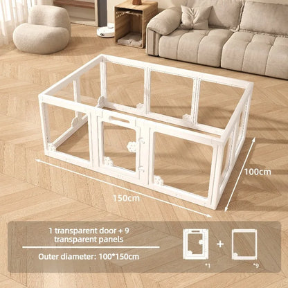 Transparent Pet Fence Indoor Small Dogs Enclosure Free Combination Anti-Escape Puppy Playpen Sturdy Pet Barrier Cage with Door
