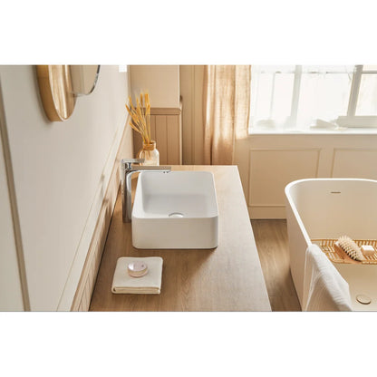 20" x 14" Solid Surface Vessel Bathroom Sink Basin in Matte White