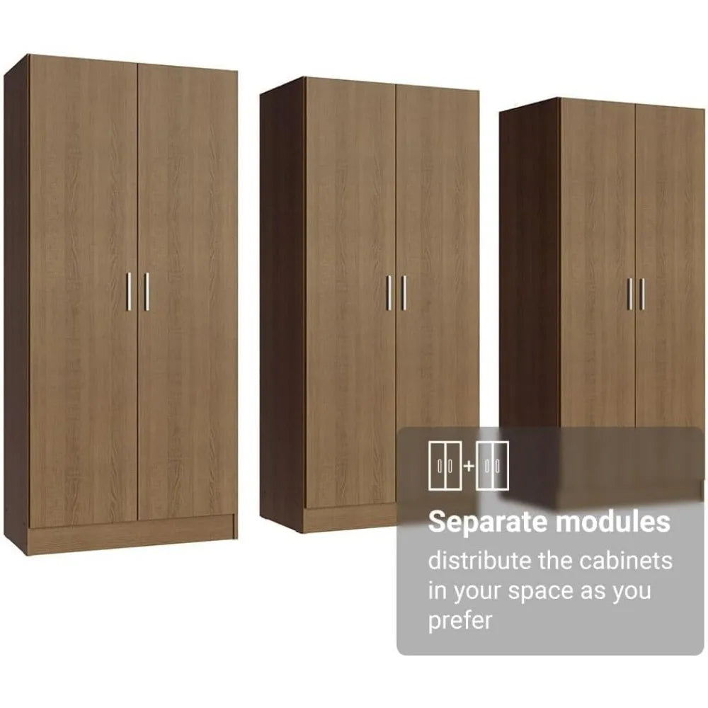 6 Doors Storage Cabinet with Ample Shelves Space 94" L Utility Armoire Closet Entryway and Bedroom Organization Unit (Rustic)