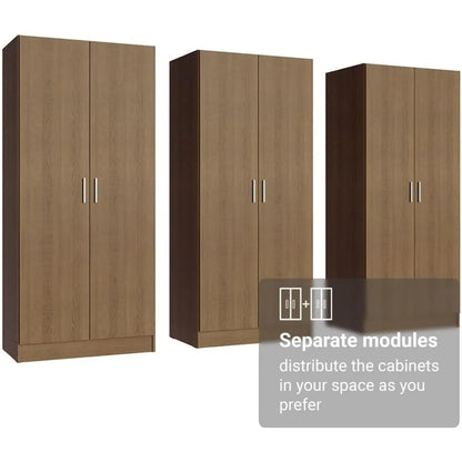 6 Doors Storage Cabinet with Ample Shelves Space 94" L Utility Armoire Closet Entryway and Bedroom Organization Unit (Rustic)