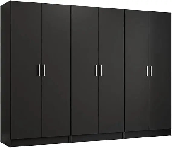 6 Doors Storage Cabinet with Ample Shelves Space 94" L Utility Armoire Closet Entryway and Bedroom Organization Unit (Rustic)