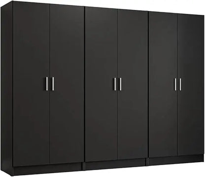 6 Doors Storage Cabinet with Ample Shelves Space 94" L Utility Armoire Closet Entryway and Bedroom Organization Unit (Rustic)