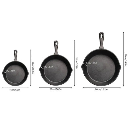 3PCS\4PCS\5pcs Cast Iron Skillet Set, Cast Iron Pan Without Coating Set, 6 Inch/8 Inch/10 Inch Cast Iron Frying Pan
