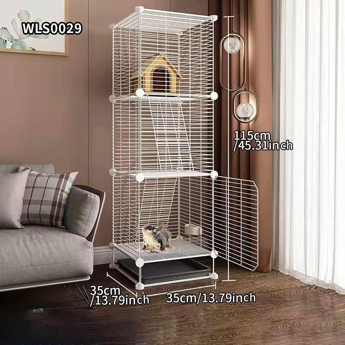 Small Animal Cage for Home Use, Space-Saving, with Toilet, Large Rabbit Cage, Sugar Glider and Squirrel Cage with Tray