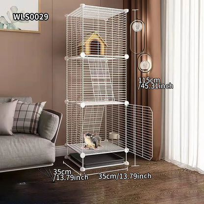 Small Animal Cage for Home Use, Space-Saving, with Toilet, Large Rabbit Cage, Sugar Glider and Squirrel Cage with Tray