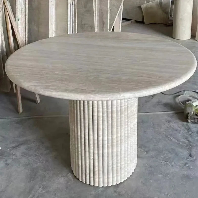 90cm Round Marble Dining Table Set with 6 Chairs for 4 Seater Dining Room