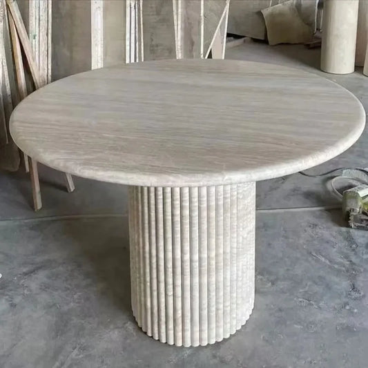 90cm Round Marble Dining Table Set with 6 Chairs for 4 Seater Dining Room