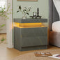 LED Nightstands with 2 Drawers, End Table with RGB LED Lights for Bedroom Living Room, White Bedside Table