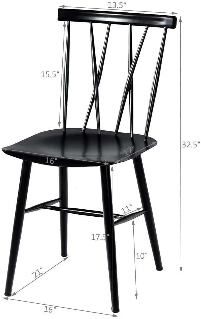 Dining Chair Set of 2, Farmhouse Windsor Chairs Dining Room Chairs with Spindle Back and Sturdy Metal Construction,(Height 17'')