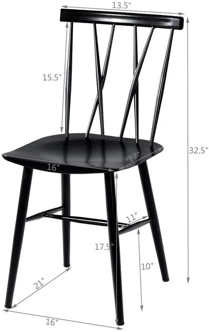 Dining Chair Set of 2, Farmhouse Windsor Chairs Dining Room Chairs with Spindle Back and Sturdy Metal Construction,(Height 17'')