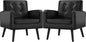 Mid-Century Style Armchair, Modern Upholstered Living Room Chair with Button Tufted Back and Solid Wood Legs