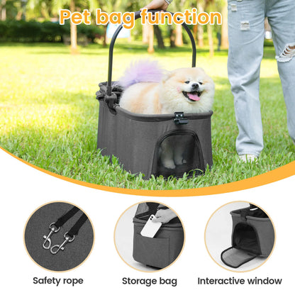 Luxury Detachable Pet Stroller Light Cup Holder Design Four-wheeled Universal Wheel Dog Cart Outdoor Travel Carrying Bag