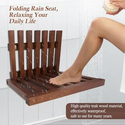 Folding Shower Seat Solid Wood Wall Mounted Bench Small Spaces Waterproof Easy Install Home Care Stool Occasion Shower Room