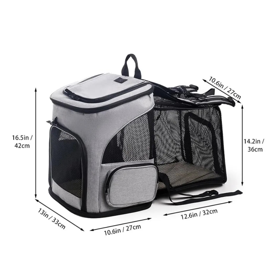 Expandable Cat Carrier Backpack Large Soft Airline Approved Collapsible Pet Bag for Small Dogs Puppies Medium Cats Breathable P