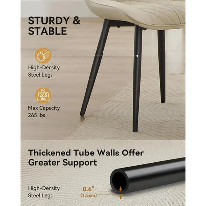 Dining Chairs Set of 4 - Leather Kitchen Chairs with Metal Legs, Upholstered Dining Room Chair, Modern Dining Chair for Kitchen,