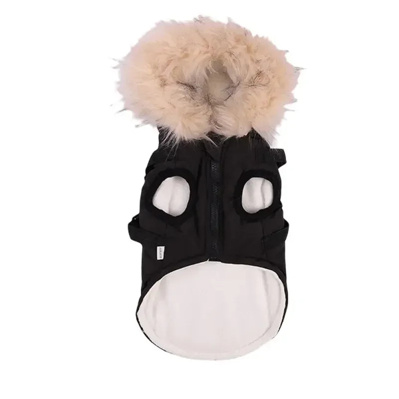 Winter Pet Dog Jacket With Harness Warm Dog Clothes Waterproof Hooded Coat for Small Medium Dogs