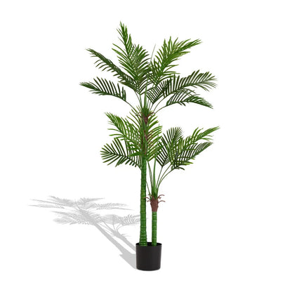 Artificial Golden Cane Palm Tree, 180cm Tall Faux Areca Palm Plant in Pot for Indoor or Outdoor Home and Office Decor, Adjustabl
