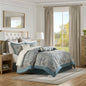 12 Piece Comforter Set with Cotton Bed Sheets Teal Cal King