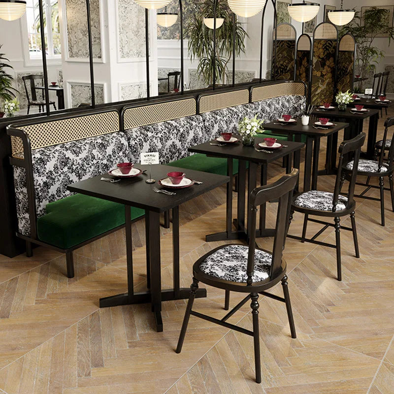 Table and Chair Combination French Retro Booth Sofa Chair Combination Western Restaurant Dining Table and Chair