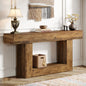 63" Console Table, Farmhouse 2-Tier Entryway Table with U-Shaped Base, Narrow Long Wood Sofa Table Behind Couch Table