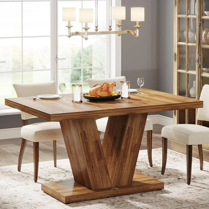47-Inch Dining Table for 4,Dinner Table with Heavy Duty Pedestal, Farmhouse Eating Table for Home, Dining Room