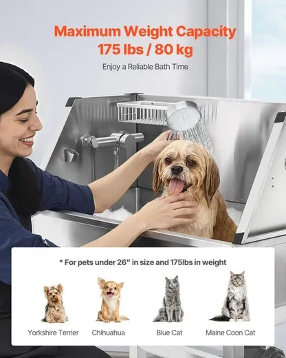 34 inch Dog Grooming Bath Tub StainlSteel w Faucet for Pets