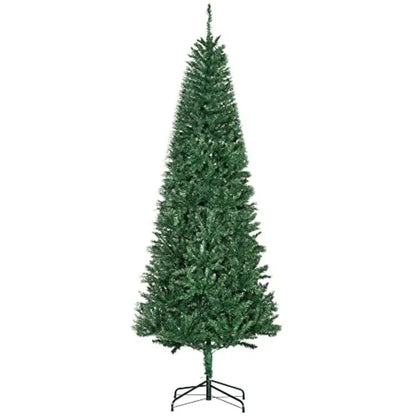 7' Tall Unlit Slim Fir Artificial Christmas Tree with Realistic Branches and 865 Tips Green