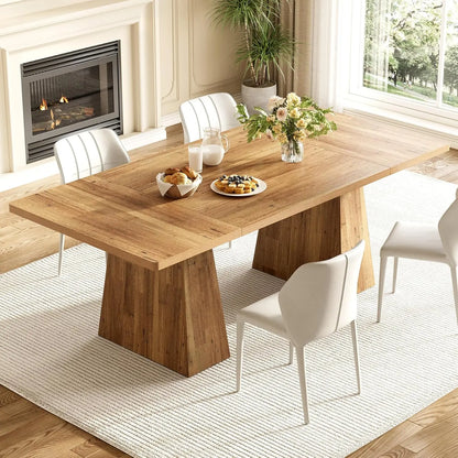 Dining Table for 6 People,Rectangle Table with Heavy Duty Legs, Modern Dining Table for Kitchen, Dining Room